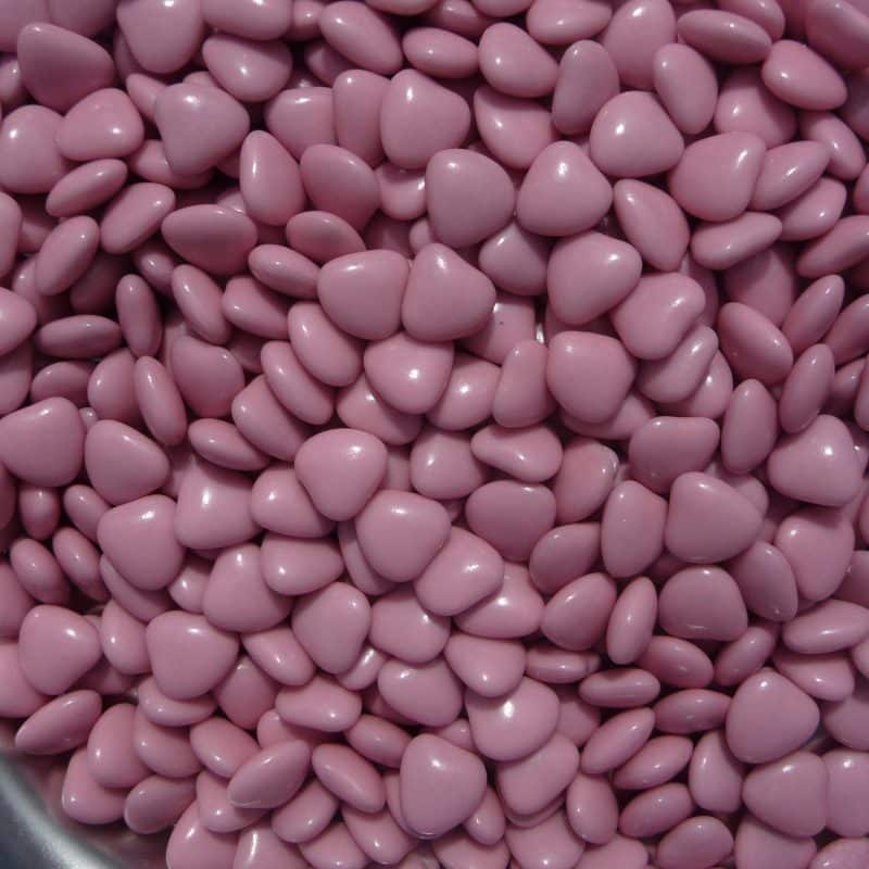 Dragée vrac brillant mini coeur chocolat rose nacré