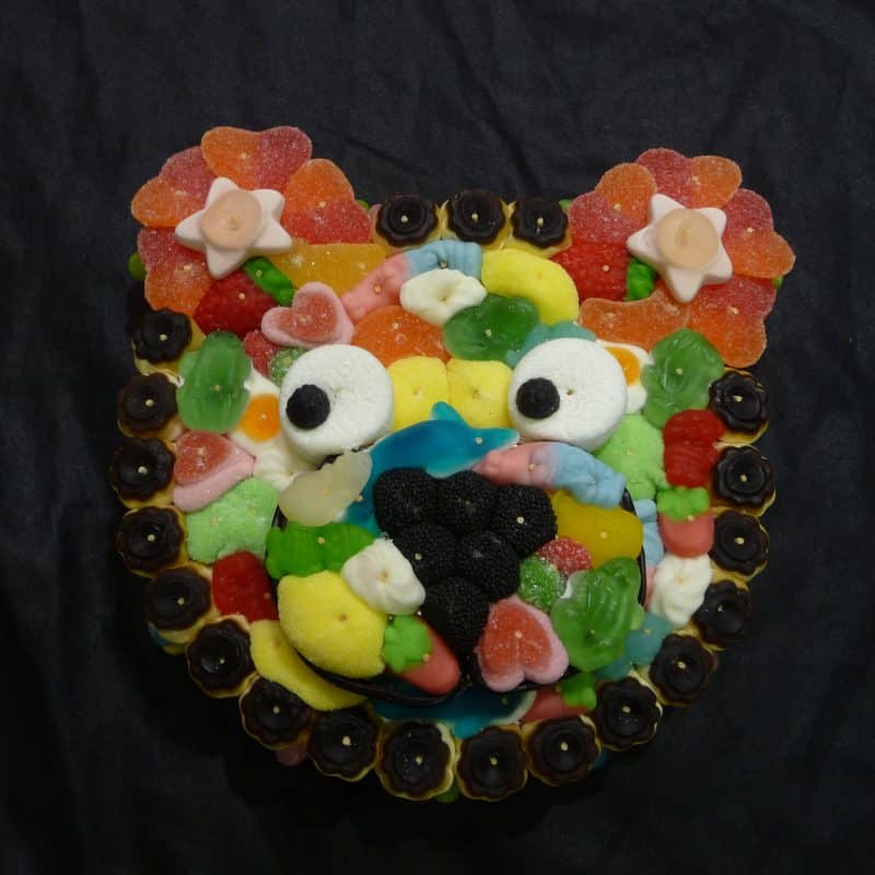Gâteau de bonbons en forme de tête d'ourson