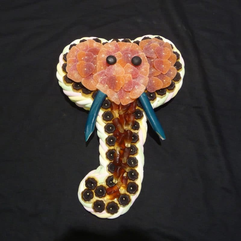 Gâteau de bonbons en forme de tête d'éléphant