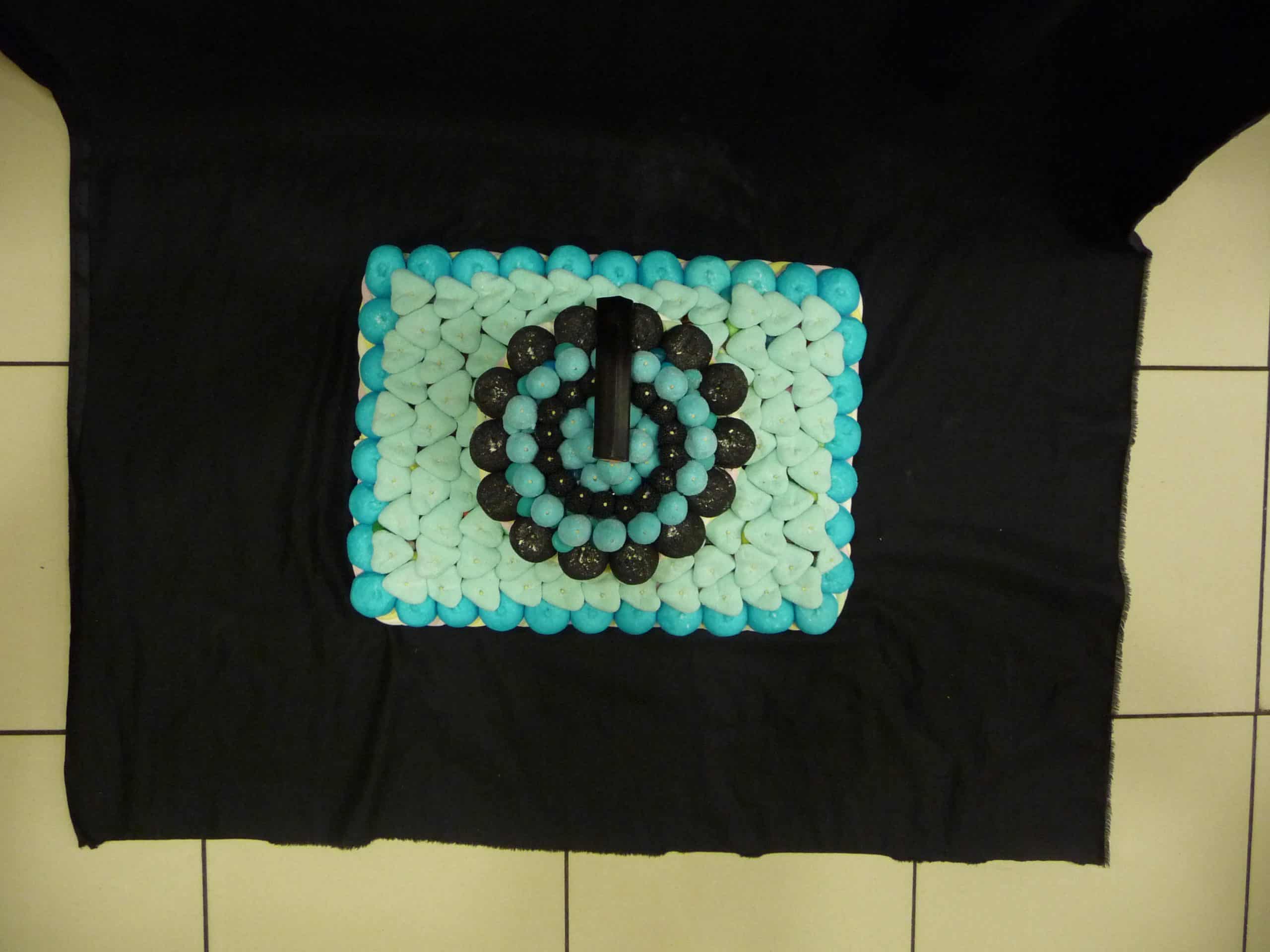 Pièce montée de bonbons 2 étages rond sur rectangle