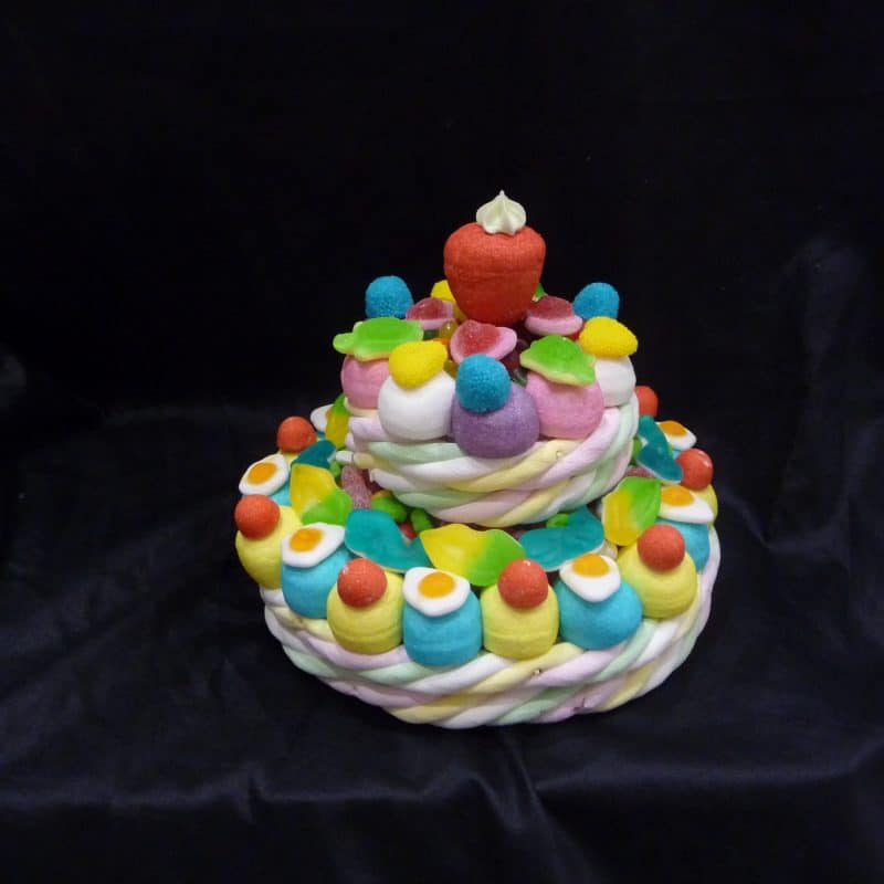 Pièce montée de bonbons 2 étages rond bonbons